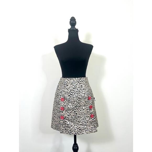 Dolce & Gabbana Double Breasted Mini Skirt Size US 4 Animal Print Lined Party - Picture 1 of 5